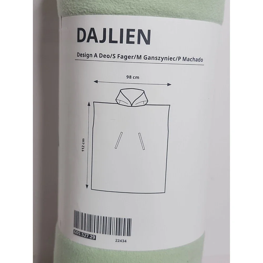 IKEA DAJLIEN Bath Poncho w/ Hood Light Green 38.5